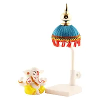 Lord Ganesha Idol Decorative With Beautiful Sky Blue Chhatri, Used For Home/Offices  Car/Study Table And Small Temple-thumb2