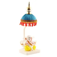 Lord Ganesha Idol Decorative With Beautiful Sky Blue Chhatri, Used For Home/Offices  Car/Study Table And Small Temple-thumb3