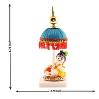 Decorative Showpiece Marble Finish Krishna Laddu Gopal Murti With Beautiful Sky Blue Chhatri  For Home Temple Poojan, Use Office Temple and Gifting-thumb1