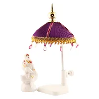 Sai Baba White Marble  Idol Statue For Pooja,Statue With Purple  Colour Umbrella Stand  For Home Temple Poojan, Use Office Temple and Gifting-thumb3