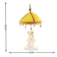 Sai Baba White Marble  Idol Statue For Pooja,Statue With Yellow Colour Umbrella Stand  For Home Temple Poojan, Use Office Temple and Gifting-thumb1