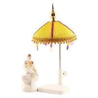 Sai Baba White Marble  Idol Statue For Pooja,Statue With Yellow Colour Umbrella Stand  For Home Temple Poojan, Use Office Temple and Gifting-thumb2