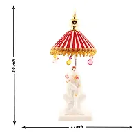 Sai Baba White Marble  Idol Statue For Pooja,Statue With Pink and White Colour Umbrella Stand, Used For Home/Offices  Car/Study Table And Small Temple-thumb1