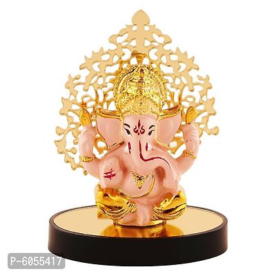 Lord Ganesha Idol  For Car Dashboard With Beautiful Stand, Hindu Figurine Show Peace Murti Idol Statue For Office Or Home-thumb0