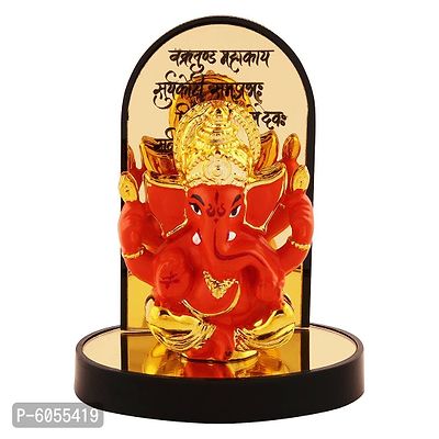 Lord Ganesha Idol  For Car Dashboard With Beautiful Stand, Hindu Figurine Show Peace Murti Idol Statue For Office Or Home-thumb0