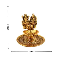 Lord Lakshmi | Ganesha Laxmi | Ganesh Golden Brass Diya Antique With Beautiful Stand For Temple Pooja Room and Home Decor-thumb1