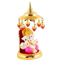 Lord Ganesha Indian/Hindu Goddess, Statue With Gold Plated Umbrella Stand, Used For Home/Offices Car/Study Table And Small Tample-thumb2