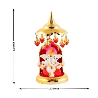 Lord Ganesha Indian/Hindu Goddess, Statue With Gold Plated Umbrella Stand, Used For Home/Offices Car/Study Table And Small Tample-thumb1
