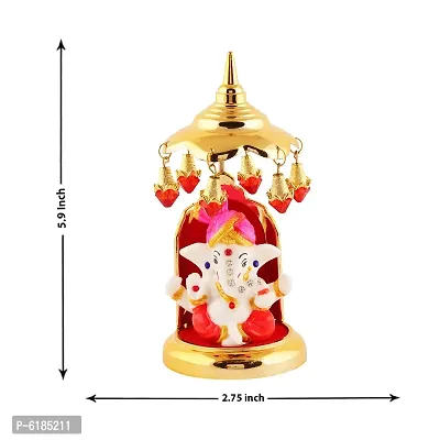 Lord Ganesha Indian/Hindu Goddess, Statue With Gold Plated Umbrella Stand, Used For Home/Offices Car/Study Table And Small Tample-thumb2