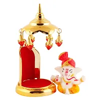 Lord Ganesha Indian/Hindu Goddess, Statue With Gold Plated Umbrella Stand, Used For Home/Offices Car/Study Table And Small Tample-thumb3