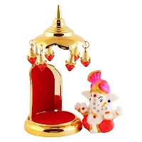 Lord Ganesha Indian/Hindu Goddess, Statue With Gold Plated Umbrella Stand, Used For Home/Offices Car/Study Table And Small Tample-thumb3