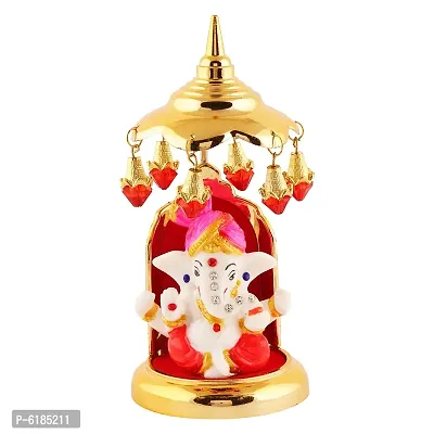 Lord Ganesha Indian/Hindu Goddess, Statue With Gold Plated Umbrella Stand, Used For Home/Offices Car/Study Table And Small Tample