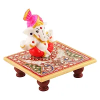 Lord Ganesha Marble Idol Beautiful Chowki , Hindu Figurine Show Peace Murti Idol Statue For Office Or Home-thumb2