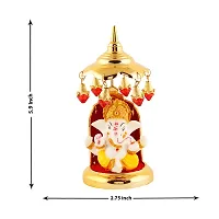 Lord Ganesha Indian/Hindu Goddess, Statue With Gold Plated Umbrella Stand, Used For Home/Offices Car/Study Table And Small Tample-thumb1