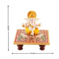 Lord Ganesha Marble Idol Beautiful Chowki , Hindu Figurine Show Peace Murti Idol Statue For Office Or Home-thumb1