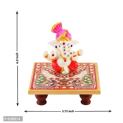 Lord Ganesha Marble Idol Beautiful Chowki , Hindu Figurine Show Peace Murti Idol Statue For Office Or Home-thumb2