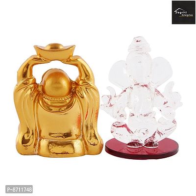 Crystal  Ganesha Idols For Dashboard And Laughing Budha-thumb3