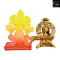 Lord Ganesha Idol Crystal  Showpiece For Car Dashboard Gifts And Home Decor And Matel Shivling-thumb2