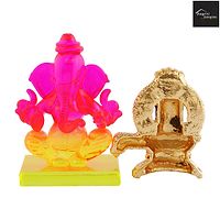 Crystal Ganesh Statue Religious Idol  Showpiece Figurines And Shivling Gold Plated-thumb2