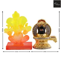 Lord Ganesha Idol Crystal  Showpiece For Car Dashboard Gifts And Home Decor And Matel Shivling-thumb1