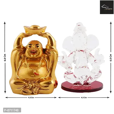 Crystal  Ganesha Idols For Dashboard And Laughing Budha-thumb2