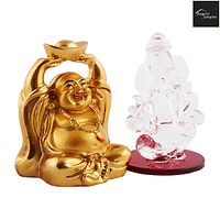 Crystal  Ganesha Idols For Dashboard And Laughing Budha-thumb3