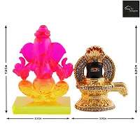 Crystal Ganesh Statue Religious Idol  Showpiece Figurines And Shivling Gold Plated-thumb1