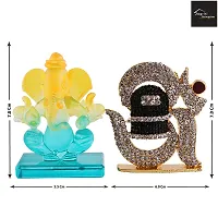 Ganesh Bhagwan Idol Ganesha Statue Ganpati Murti For Home Home Office Decor And Gold Plated With Stone Om Sign Car Dashboard Idol Statue-thumb1