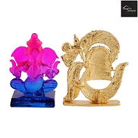 Crystal Ganesh Statue Religious Idol  Showpiece Figurines And Shivling Gold Plated-thumb2