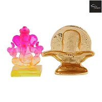 Crystal Ganesh Statue Religious Idol  Showpiece Figurines And Shivling Gold Plated-thumb2