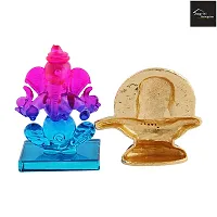 Crystal Ganesh Statue Religious Idol  Showpiece Figurines And Shivling Gold Plated-thumb2