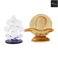 Crystal Ganesh Statue Religious Idol  Showpiece Figurines And Shivling Gold Plated-thumb2