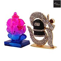 Crystal Ganesh Statue Religious Idol  Showpiece Figurines And Shivling Gold Plated-thumb3