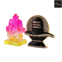 Crystal Ganesh Statue Religious Idol  Showpiece Figurines And Shivling Gold Plated-thumb3