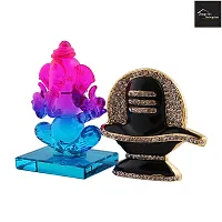 Crystal Ganesh Statue Religious Idol  Showpiece Figurines And Shivling Gold Plated-thumb3