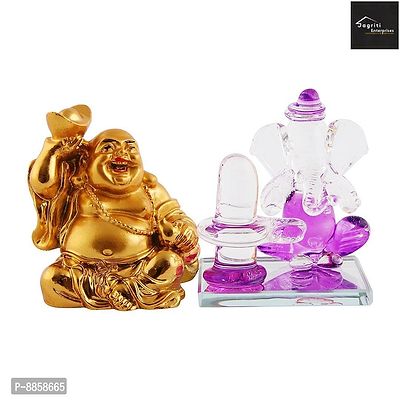 Beautiful  Crystal Lord Ganesha Idol For Home Temple Office Decoration And Buddha