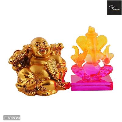 Beautiful  Crystal Ganesh Statue Religious Idol Showpiece Figurines And Laffing Buddha-thumb0