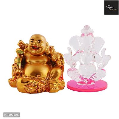 Beautiful  Crystal Ganesh Statue Religious Idol Showpiece Figurines And Laffing Buddha-thumb0
