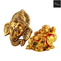 Beautiful  Ganesh Bhagwan Face Ganesha Statue Ganpati Murti For Home Decor And Feng Shui Laughing Buddha On Dragon Tortoise Bed Of Lucky Coins-thumb3