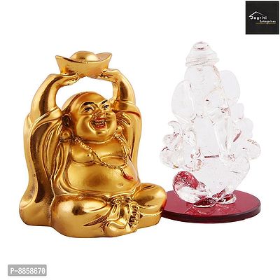 Beautiful  Crystal  Ganesha Idols For Dashboard And Laffing Buddha-thumb4