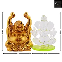 Beautiful Combo Pack Of Crystal Ganesha Idol And Laffing Budha For Worship And Decorative Purpose-thumb2