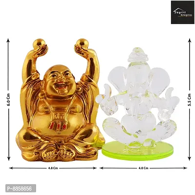 Beautiful Combo Pack Of Crystal Ganesha Idol And Laffing Budha For Worship And Decorative Purpose-thumb3