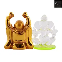 Beautiful Combo Pack Of Crystal Ganesha Idol And Laffing Budha For Worship And Decorative Purpose-thumb3