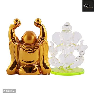 Beautiful Combo Pack Of Crystal Ganesha Idol And Laffing Budha For Worship And Decorative Purpose-thumb4