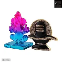 Beautiful  Crystal Ganesh Statue Religious Idol Showpiece Figurines And Shivling Gold Plated-thumb2