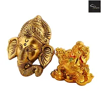 Beautiful  Ganesh Bhagwan Face Ganesha Statue Ganpati Murti For Home Decor And Feng Shui Laughing Buddha On Dragon Tortoise Bed Of Lucky Coins-thumb3