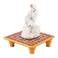 Trendy Italian Marble Saibaba On Marble Sinhasan Idol And Figurine For Home And Pooja Room-thumb1