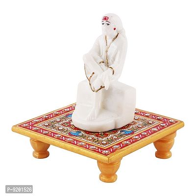 Trendy Italian Marble Saibaba On Marble Sinhasan Idol And Figurine For Home And Pooja Room-thumb2