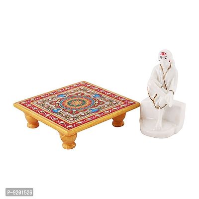 Trendy Italian Marble Saibaba On Marble Sinhasan Idol And Figurine For Home And Pooja Room-thumb3