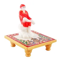 Trendy Italian Marble Saibaba On Marble Sinhasan Idol And Figurine For Home And Pooja Room-thumb1